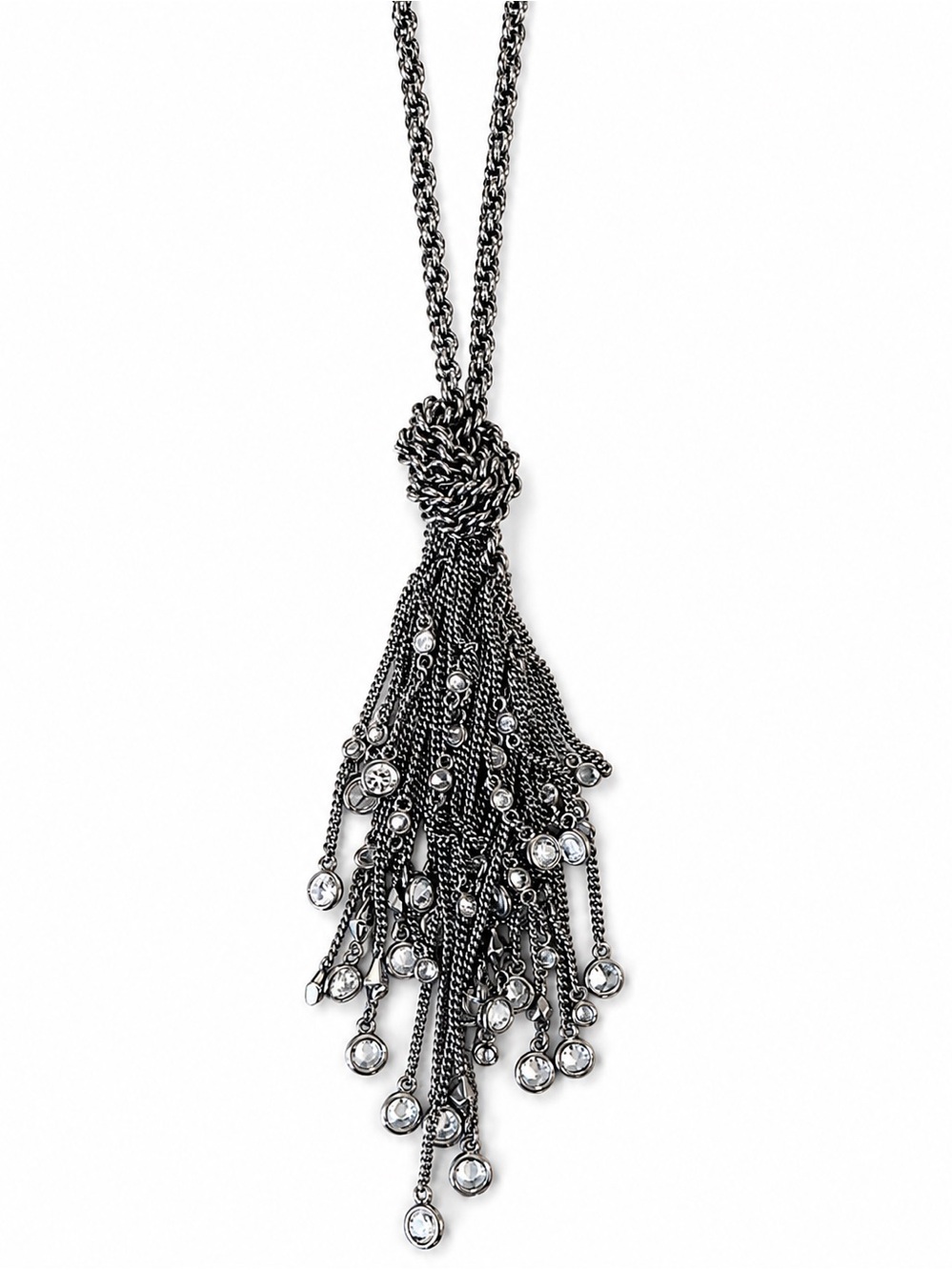 Kendra Scott Silver Crystal Tassel Pendant Necklace